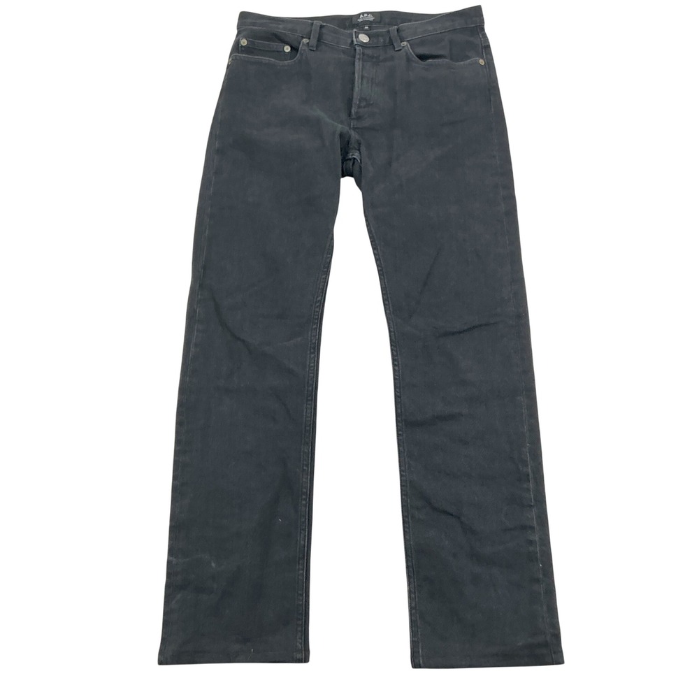 A.P.C. New Standard Jeans Mens 30 Black Straight Leg Button Fly Sneaky Pete Prop